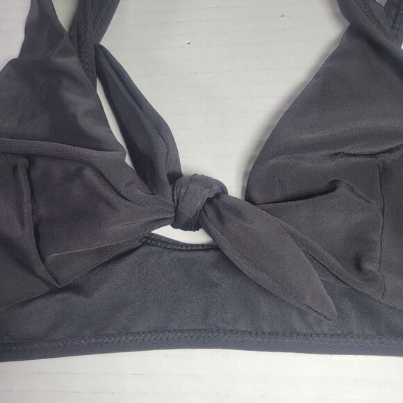 NA-KD Women Black Tie-Front Bikini Top Swimwear Size S - Picture 2 of 6